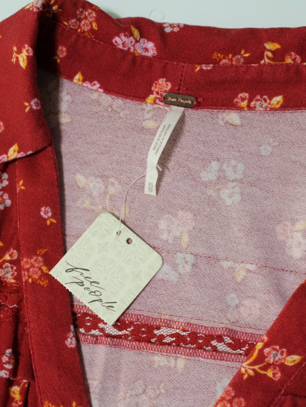 Free People Good Days Mini Dress in Pop Combo Size XS red floral V-neck New - Picture 6 of 10